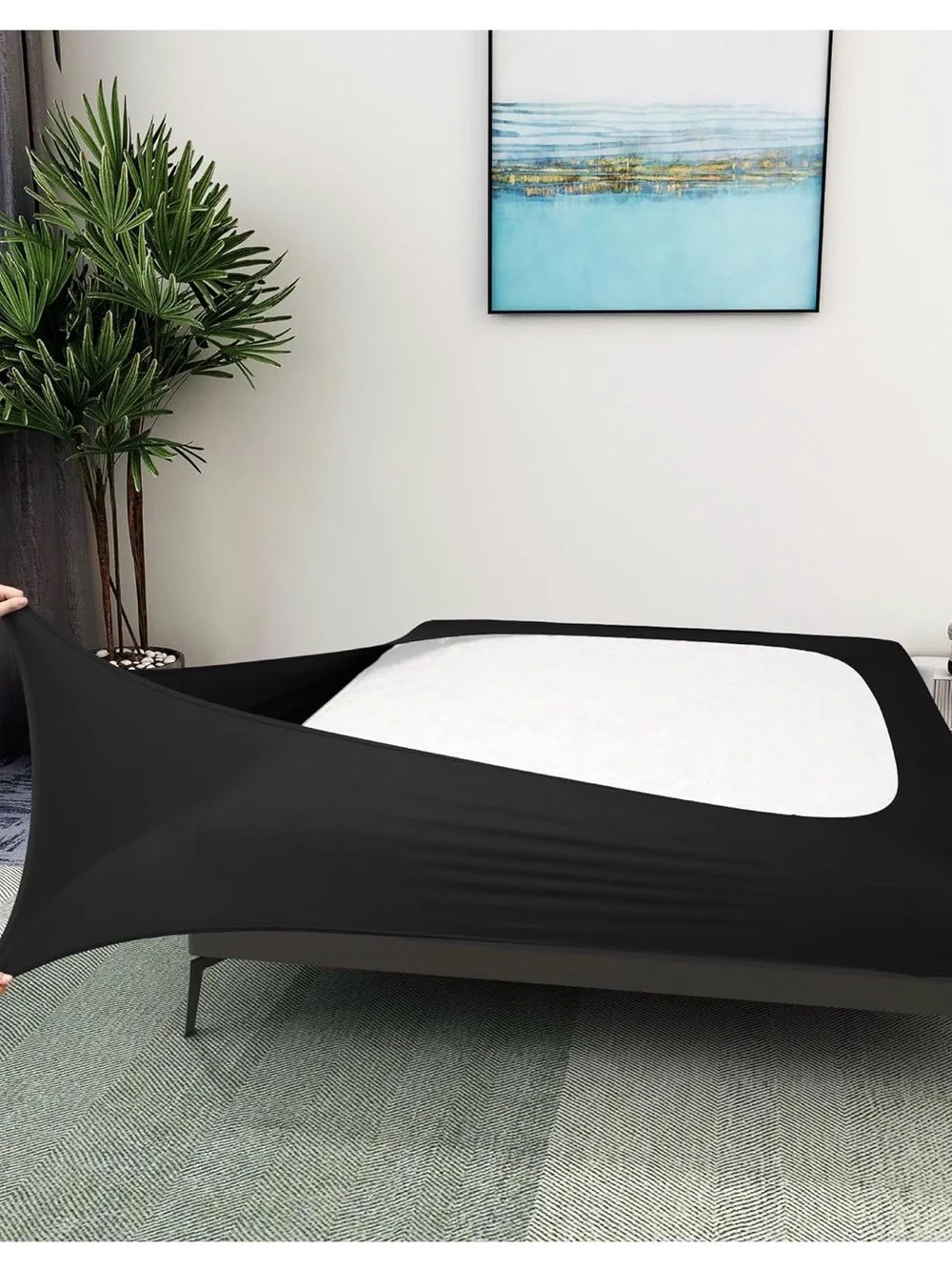 Black Fitted Mattress box spring side Cover - (Brand Unspecified)